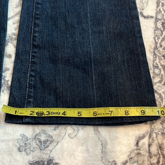 7 for All Mankind Flare Medium Blue Denim Jeans Green Signature Pocket 26 - Picture 13 of 14